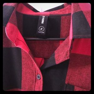 Agnes and Dora large button up buffalo plaid dress
